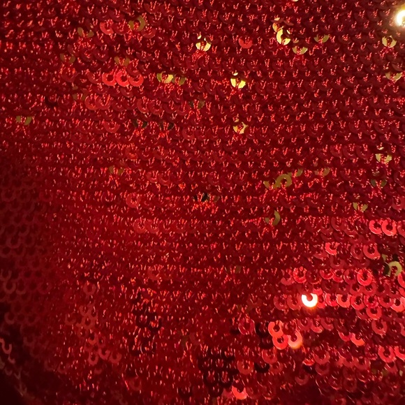 Better B Red Sequin Sleeve & Wool Bomber Jacket Size Large - Picture 8 of 10